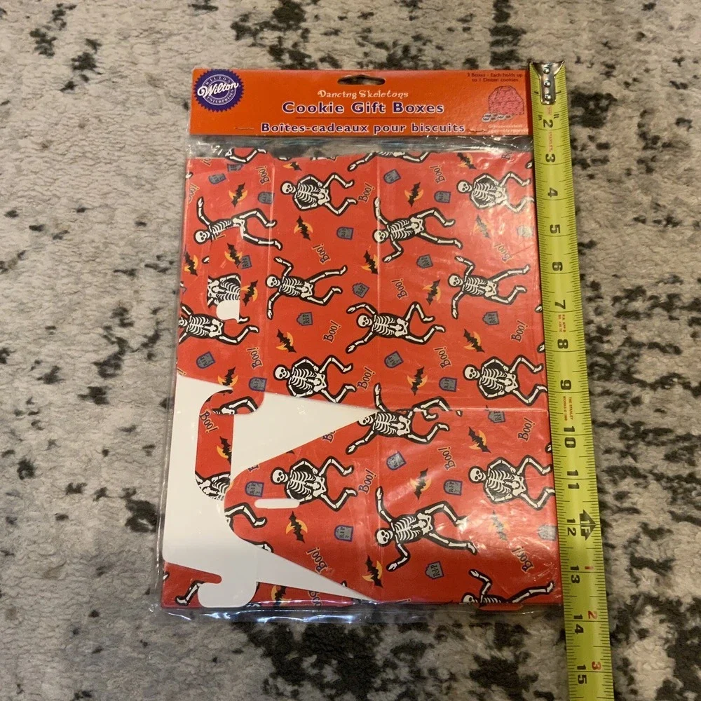 Vintage Halloween Cookie Gift Boxes Dancing Skeletons Wilton 2000 NOS